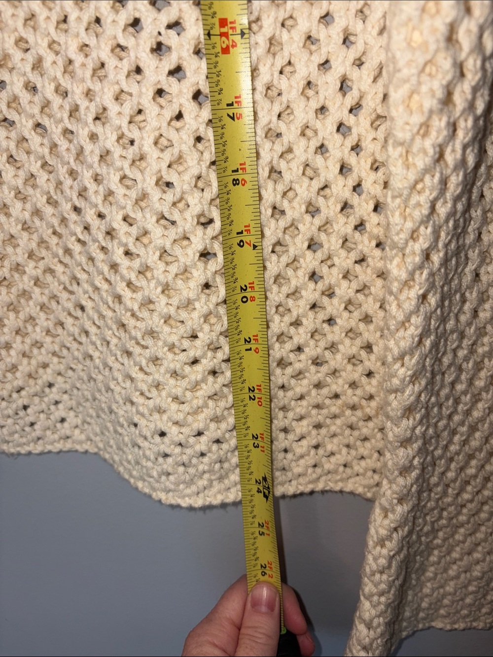 Abercrombie & Fitch Cream Boho Open-Knit Tie Detail Sweater Large - Picture 7 of 8
